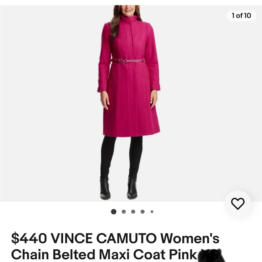 Brand new hot pink vince camuto wool coat